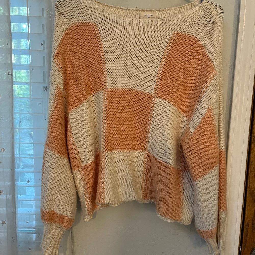 Color Block Sweater - Cream and Tan